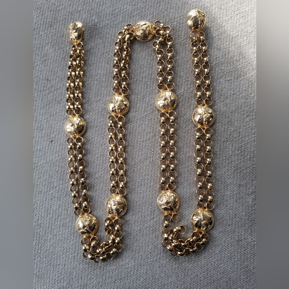 SALVATORE FERRAGAMO Vintage Shoe Dome Rolo Chain Link Belt